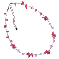 Cargar imagen en el visor de la galería, Halskette Rosenquarz Perlen Stein Splitter Bündel rosa - chic-net.de
