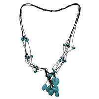 Load image into Gallery viewer, Halskette schwarz türkis Herz Stein Perlen mehrlagig 40cm - chic-net.de
