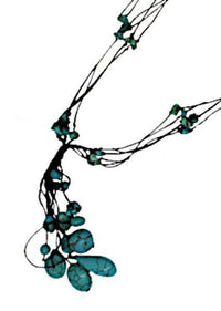 Cargar imagen en el visor de la galería, Halskette schwarz türkis Stein Perlen Kette mehrlagig 39cm - chic-net.de
