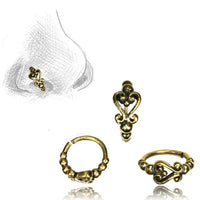 Load image into Gallery viewer, Nostril Piercing Nasenringe Silber Brass Nasenring Herz Sternblume 10 mm/0,8 mm - chic-net.de
