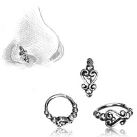 Load image into Gallery viewer, Nostril Piercing Nasenringe Silber Brass Nasenring Herz Sternblume 10 mm/0,8 mm - chic-net.de
