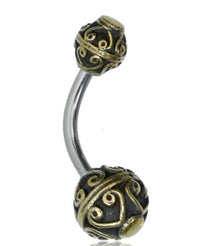 Load image into Gallery viewer, Bauchnabelpiercing Messing Edelstahl antik gold silber Kugel - chic-net.de
