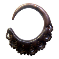 Cargar imagen en el visor de la galería, Holz dunkelbraun Lobe Piercing Bogen Hook Zacken - chic-net.de
