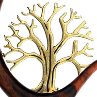 Load image into Gallery viewer, Holz dunkelbraun Piercing Hook Brass gold Baum des Lebens - chic-net.de
