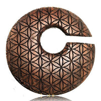 Cargar imagen en el visor de la galería, Holz dunkelbraun Piercing Hoop Creole Blume des Lebens - chic-net.de
