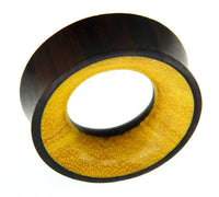 Load image into Gallery viewer, Holz FleshTunnel Eisenholz schwarz Jackfrucht Inlay hell - chic-net.de
