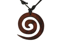 Load image into Gallery viewer, Holz Kette schwarz Baumwolle Spirale Holzanhänger braun Sonoholz 4cm Ø Halskette - chic-net.de
