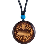 Cargar imagen en el visor de la galería, Holz KetteTürkis verstellbar Baumwolle rund Raute - chic-net.de
