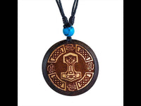 Cargar imagen en el visor de la galería, Holz KetteTürkis verstellbar Baumwolle rund Raute - chic-net.de
