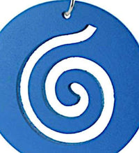 Cargar imagen en el visor de la galería, Holz Ohrringe Spirale blau 50 mm Edelstahl Ohrhänger - chic-net.de
