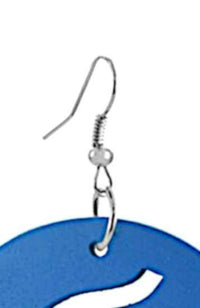 Cargar imagen en el visor de la galería, Holz Ohrringe Spirale blau 50 mm Edelstahl Ohrhänger - chic-net.de
