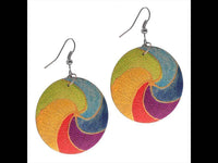 Load image into Gallery viewer, Holz Ohrringe teilweise bunt bemalt Edelstahl Bügel - chic-net.de
