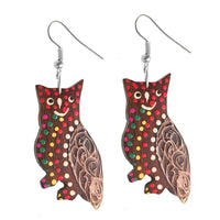 Load image into Gallery viewer, Holz Ohrringe teilweise bunt bemalt Edelstahl Bügel - chic-net.de
