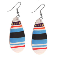Load image into Gallery viewer, Holz Ohrringe teilweise bunt bemalt Edelstahl Bügel - chic-net.de
