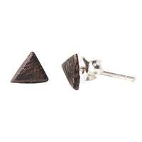 Cargar imagen en el visor de la galería, Holz-Ohrstecker, Dreieck, Kokosnuss, 6 mmØ, Dunkelbraun, 925er Sterlingsilber-Stift - chic-net.de
