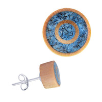 Load image into Gallery viewer, Holz Ohrstecker Edelstahl crushed Türkis rund 8 mm Scheibe Steininlay - chic-net.de
