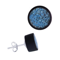 Load image into Gallery viewer, Holz Ohrstecker Edelstahl crushed Türkis rund 8 mm Scheibe Steininlay - chic-net.de

