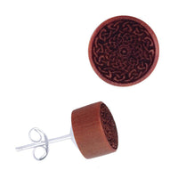 Load image into Gallery viewer, Holz Ohrstecker Edelstahl Perlmutt rund 8 mm Scheibe verschiedene Motive - chic-net.de
