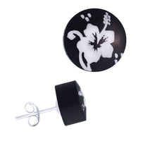 Load image into Gallery viewer, Holz Ohrstecker Edelstahl Perlmutt rund 8 mm Scheibe verschiedene Motive - chic-net.de
