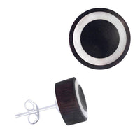 Load image into Gallery viewer, Holz Ohrstecker Edelstahl Perlmutt rund 8 mm Scheibe verschiedene Motive - chic-net.de
