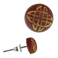 Cargar imagen en el visor de la galería, Holz Ohrstecker keltisch Knoten Sterlingsilber 925er rund 8 mm Lasergravur golden - chic-net.de
