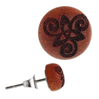 Load image into Gallery viewer, Holz Ohrstecker Triqueta Triskele Sterlingsilber 925er 8 mm Lasergravur golden - chic-net.de
