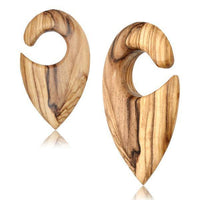 Cargar imagen en el visor de la galería, Holz Piercing Dehner Olivenholz hell Tropfen Ohrgewicht 14mm - chic-net.de
