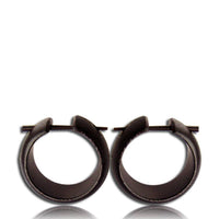 Cargar imagen en el visor de la galería, Holz Pin Creolen handgeschnitzt abgerundet dunkelbraun Horn-Pin Ohrringe 20 mm - chic-net.de
