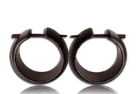 Cargar imagen en el visor de la galería, Holz Pin Creolen handgeschnitzt abgerundet dunkelbraun Horn-Pin Ohrringe 20 mm - chic-net.de
