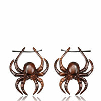 Cargar imagen en el visor de la galería, Holz Pin Creolen Narraholz Horn-Pin dunkelbraun gemasert handgefertigt groß - chic-net.de
