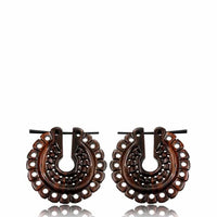 Cargar imagen en el visor de la galería, Holz Pin Creolen Narraholz Horn-Pin dunkelbraun gemasert handgefertigt groß - chic-net.de
