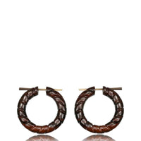 Cargar imagen en el visor de la galería, Holz Pin Creolen Narraholz Horn-Pin dunkelbraun gemasert handgefertigt groß - chic-net.de
