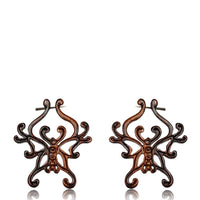 Cargar imagen en el visor de la galería, Holz Pin Creolen Narraholz Horn-Pin dunkelbraun gemasert handgefertigt groß - chic-net.de
