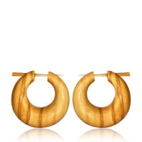 Cargar imagen en el visor de la galería, Holz Pin Creolen Olivenholz Horn-Pin hell gemasert handgefertigt - chic-net.de
