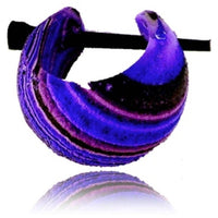 Cargar imagen en el visor de la galería, Holz Pin-Ohrringe gestreift blau Holz Creolen 10 mm unisex - chic-net.de
