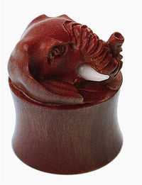 Cargar imagen en el visor de la galería, Holz Plug braun Elefant Bone Stoßzähne plastisch Tunnel Tribal Expander Organic - chic-net.de
