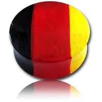 Cargar imagen en el visor de la galería, Holz Plug Deutschland Flagge Tunnel Unisex Ohrschmuck Teakholz Ohrstecker handbemalt Expander - chic-net.de
