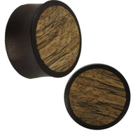 Load image into Gallery viewer, Holz Plug Eisenholz schwarz helles Inlay Maserung dunkel Tribal Piercing - chic-net.de

