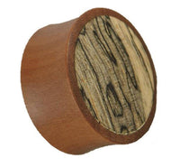 Cargar imagen en el visor de la galería, Holz Plug Holz rotbraun helles Inlay Maserung dunkel Tribal Piercing - chic-net.de
