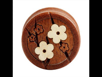 Load image into Gallery viewer, Holz Plug Kirschblüten braun handmade double flared - chic-net.de
