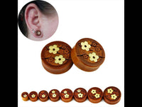 Load image into Gallery viewer, Holz Plug Kirschblüten braun handmade double flared - chic-net.de
