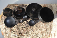 Load image into Gallery viewer, Holz Plug konkav Eisenholz Punktestruktur schwarz - chic-net.de
