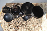 Load image into Gallery viewer, Holz Plug konkav Eisenholz Punktestruktur schwarz - chic-net.de
