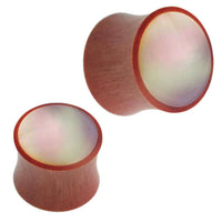 Cargar imagen en el visor de la galería, Holz Plug Perlmutt Sawoholz rotbraun weiß schillernd Inlay Muschel - chic-net.de
