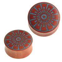 Cargar imagen en el visor de la galería, Holz Plug Pusteblume crushed Türkis Stein Inlay blau Sawoholz - chic-net.de
