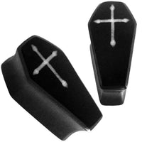 Cargar imagen en el visor de la galería, Holz Plug schwarz Sarg Kreuz weiß Holzplug handgeschnitzt Sonoholz Tribal Tunnel Expander - chic-net.de
