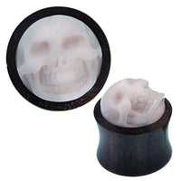 Load image into Gallery viewer, Holz Plug Sonoholz Bone Inlay Totenschädel double flared - chic-net.de
