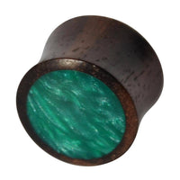 Cargar imagen en el visor de la galería, Holz Plug Sonoholz dunkelgrün schillernd Resin Inlay double flared - chic-net.de
