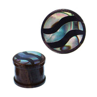 Cargar imagen en el visor de la galería, Holz Plug Sonoholz Resin Paua Abalone Wellen schillernd Tunnel Tribal Expander - chic-net.de

