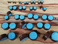 Load image into Gallery viewer, Holz Plug Sonoholz türkis schillernd Inlay Resin hellblau double flared - chic-net.de
